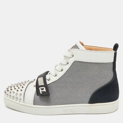 Pre-owned Christian Louboutin Multicolor Leather And Suede Lou Spikes Sneakers Size 43.5