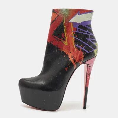 Pre-owned Christian Louboutin Multicolor Leather Daf Booty Ankle Boots Size 39.5