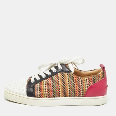 Pre-owned Christian Louboutin Multicolor Leather Louis Junior Spikes Orlato Sneakers Size 42