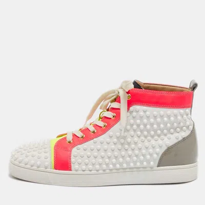 Pre-owned Christian Louboutin Multicolor Leather Louis Spikes High Top Sneakers Size 43.5