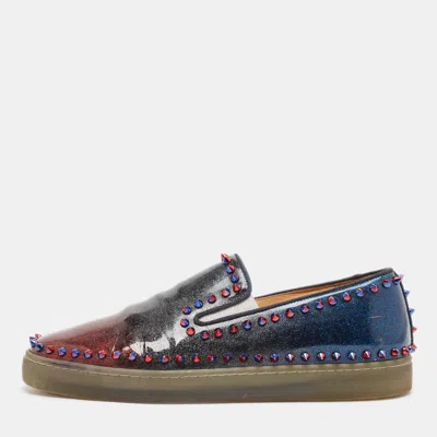 Pre-owned Christian Louboutin Multicolor Ombre Glitter Patent Leather Pik Boat Sneakers Size 42.5