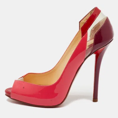 Pre-owned Christian Louboutin Multicolor Patent Leather And Pvc Peep Toe Pumps Size 35