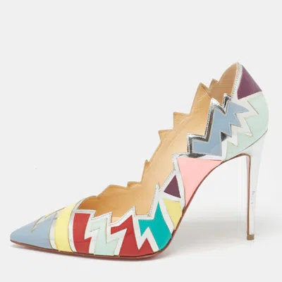 Pre-owned Christian Louboutin Multicolor Patent Leather Explotek Zig-zag Pumps Size 38