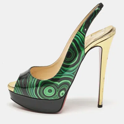 Pre-owned Christian Louboutin Multicolor Patent Leather Lady Peep Sling Pumps Size 39.5