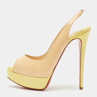 Pre-owned Christian Louboutin Multicolor Patent Leather Lady Peep Slingback Pumps Size 37