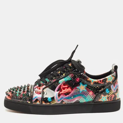 Pre-owned Christian Louboutin Multicolor Patent Leather Louis Junior Spikes Lace Up Sneakers Size 42