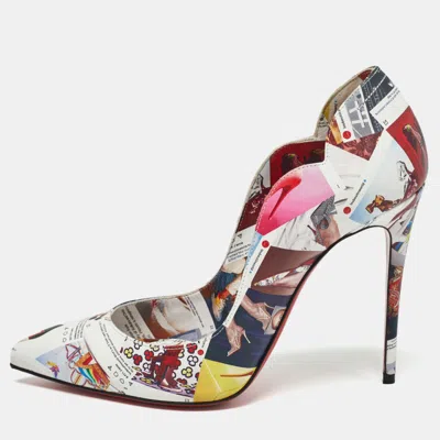 Pre-owned Christian Louboutin Multicolor Printed Leather Hot Chick Pumps Size 37