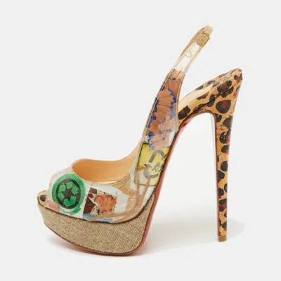 Pre-owned Christian Louboutin Multicolor Pvc Eco Trash Peep Toe Platform Slingback Pumps Size 35.5