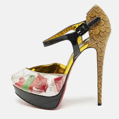Pre-owned Christian Louboutin Multicolor Pvc No. 299 Trash Platform Pumps Size 39.5