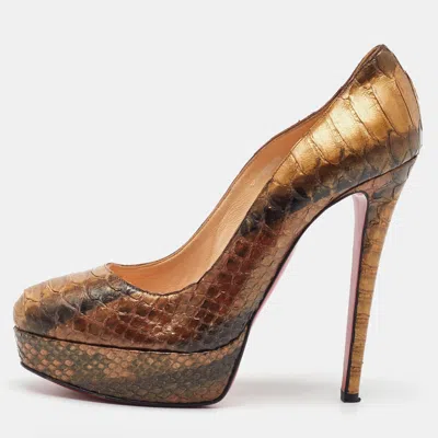 Pre-owned Christian Louboutin Multicolor Python Bianca Platform Pumps Size 38