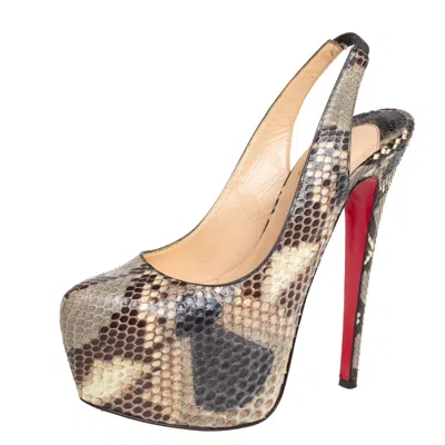 Pre-owned Christian Louboutin Multicolor Python Daffodile Platform Slingback Sandals Size 37