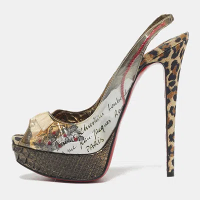 Pre-owned Christian Louboutin Multicolor Python Leather And Pvc Eco Trash Platform Pumps Size 38.5