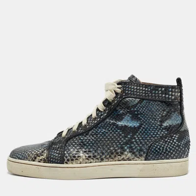 Pre-owned Christian Louboutin Multicolor Python Louis High Top Sneakers Size 43.5