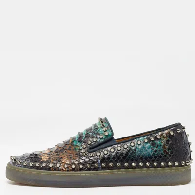 Pre-owned Christian Louboutin Multicolor Python Spike Pik Boat Sneakers Size 41