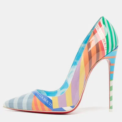 Pre-owned Christian Louboutin Multicolor Striped Patent Leather So Kate Pumps Size 40