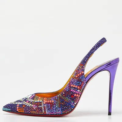 Pre-owned Christian Louboutin Multicolor Suede And Crystal Embellished Slingback Pumps Size 37.5