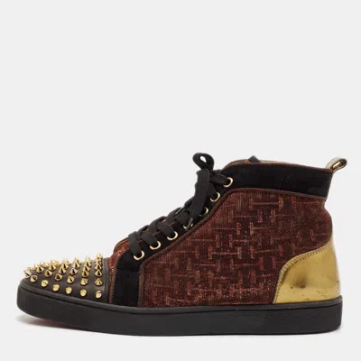 Pre-owned Christian Louboutin Multicolor Suede And Leather Louis Spikes High Top Sneakers Size 41