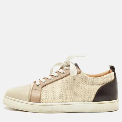 Pre-owned Christian Louboutin Multicolor Woven Fabric And Leather Junior Orlato Sneakers Size 40.5