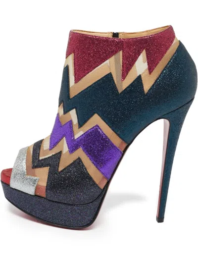 Pre-owned Christian Louboutin Mutlicolor Glitter Ziggy Ankle Booties