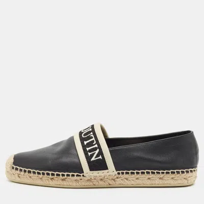 Pre-owned Christian Louboutin Nanoletta Size 39 Black Fabric And Leather Espadrille Flats