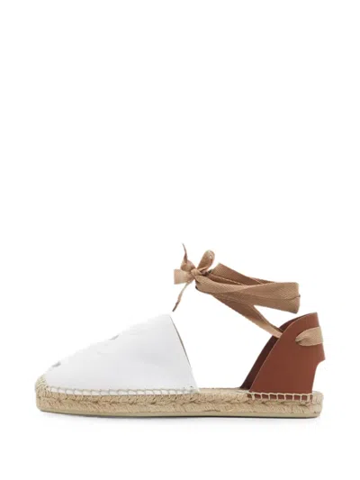 Pre-owned Christian Louboutin Nanou Ankle-tie Espadrilles In White