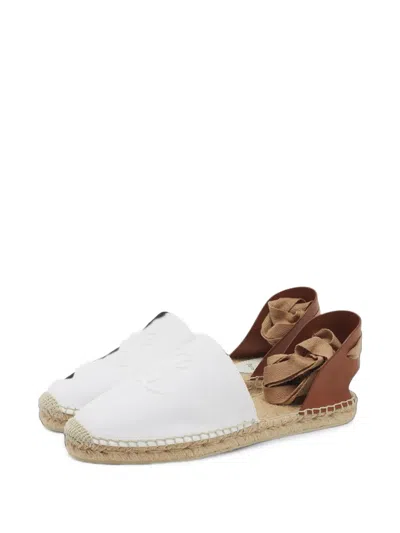 Pre-owned Christian Louboutin Nanou Ankle-tie Flat Espadrilles In White