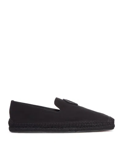 Christian Louboutin Nanou Mooncrest Ivy Flat Canvas In Black