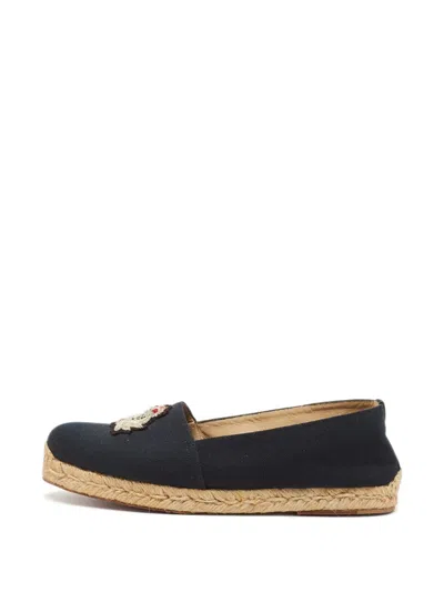 Pre-owned Christian Louboutin Nanou Orlato Crest-patch Flat Espadrilles In Blue