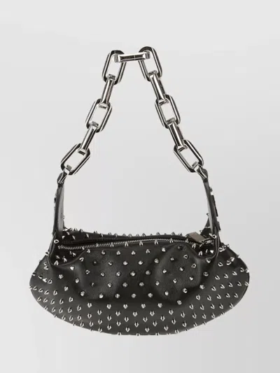 Christian Louboutin Nappa Leather Chain-link Shoulder Bag Studs In Black