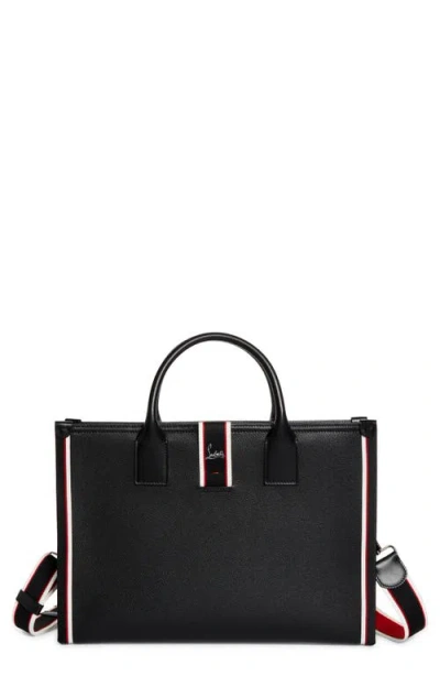 Christian Louboutin Nastroloubi Fique À Vontade Calfskin Briefcase In Black