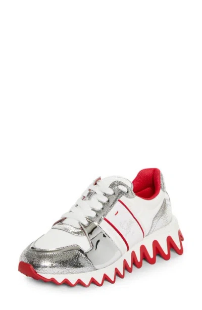 Christian Louboutin Nastroshark Low Top Sneaker In Silver/white