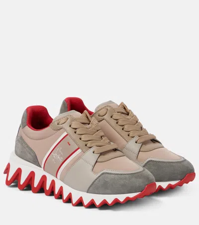 Christian Louboutin Nastroshark Donna Canvas Runner Trainers In Brown