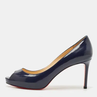 Pre-owned Christian Louboutin Navy Blue Leather Very Prive Pumps Size 40