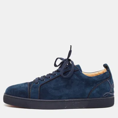 Pre-owned Christian Louboutin Navy Blue Suede Fun Louis Junior Sneakers Size 43.5