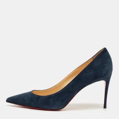 Pre-owned Christian Louboutin Navy Blue Suede Kate Pumps Size 38.5
