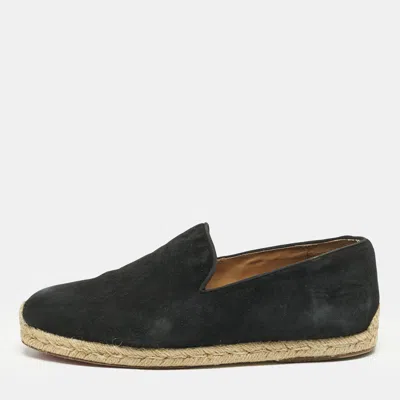 Pre-owned Christian Louboutin Navy Blue Suede Nanou Orlato Espadrille Flats Size 42