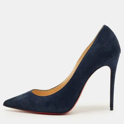 Pre-owned Christian Louboutin Navy Blue Suede So Kate Pumps Size 36.5