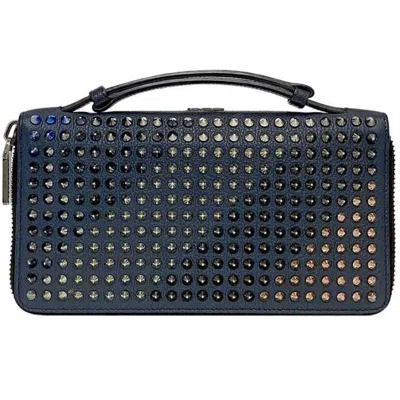 Pre-owned Christian Louboutin Navy Leather Long Wallet (bi-fold) ()