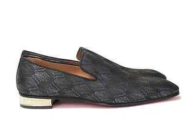 Pre-owned Christian Louboutin Navy/nero Colannaki Flat Tissu Shoes