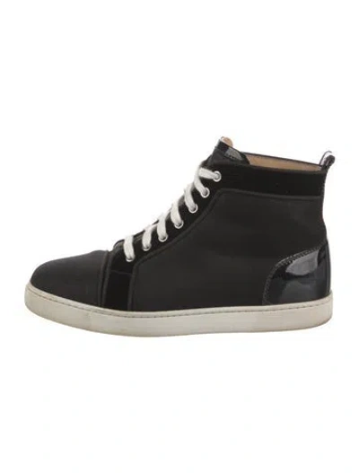 Pre-owned Christian Louboutin Neoprene Glitter Accents Sneakers In Black