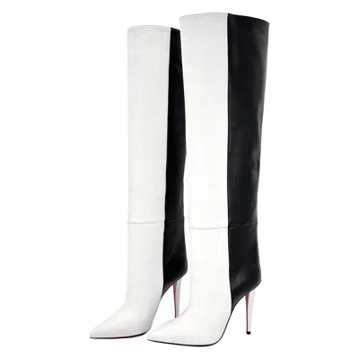 Pre-owned Christian Louboutin New  Astrilarge Botta 100 Two Tone Over The Knee Boots 37 In Gray