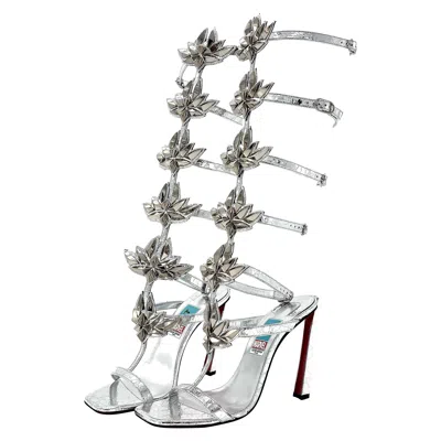 Pre-owned Christian Louboutin New  X Marvel Sea Warrior 100 Gladiator Knee High Sandals 40 In Gray
