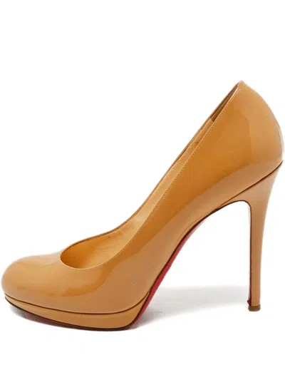 Pre-owned Christian Louboutin New Simple Patent Leather Pumps In Neutral