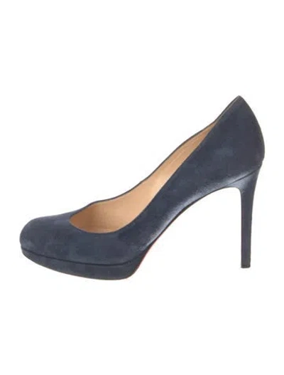 Pre-owned Christian Louboutin New Simple Suede Pumps In Blue