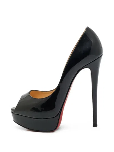 Pre-owned Christian Louboutin New Very Prive Peep-toe Platform Pumps In Black