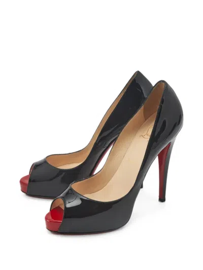 Pre-owned Christian Louboutin New Very Prive Peep-toe Pumps In Black