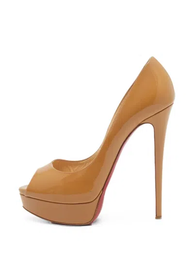 Pre-owned Christian Louboutin New Very Prive Platform Sandals In Neutral