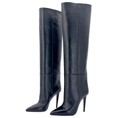 Pre-owned Christian Louboutin Nib  Astrilarge Botta 100 Black Over The Knee Boots 38