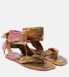 Christian Louboutin Nilo Du Desert Silk Sandals In Pink