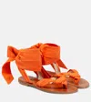 Christian Louboutin Niloo Du Desert Flat Ankle-wrap Sandals In Orange